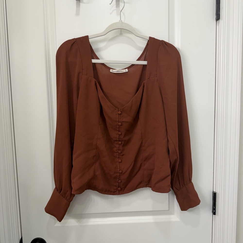 Abercrombie & Fitch Rust Blouse with Button Detail